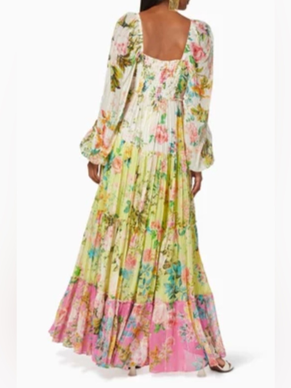 NWT HEMANT & NANDITA Tricolor “Jolie” Floral Maxi Dress - L - Picture 9 of 10
